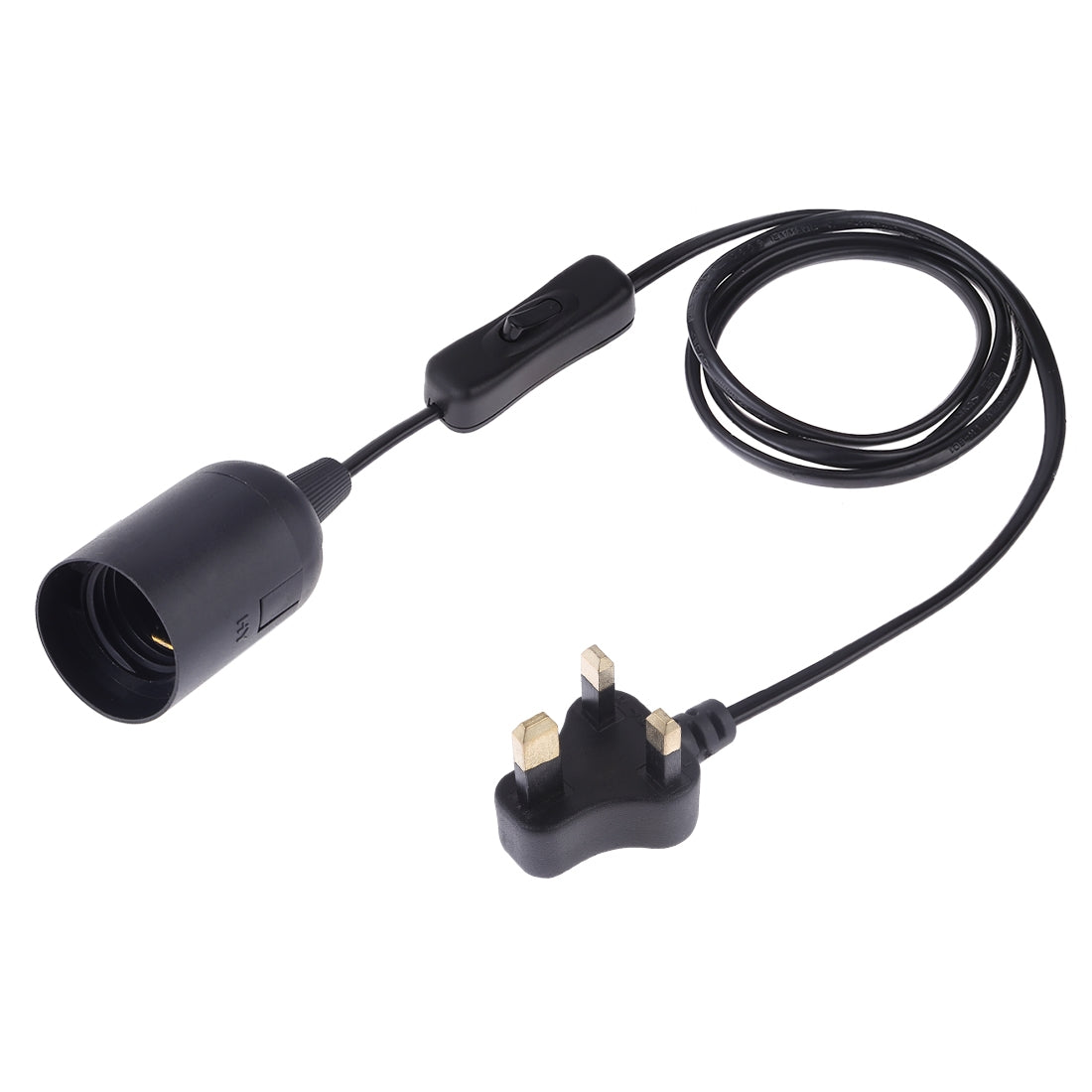 ELECTROPRIME E27 Wire Cap Switch Lamp Holder Chandelier Power Socket with 1.2m Extension Cable, Small UK Plug(Black)