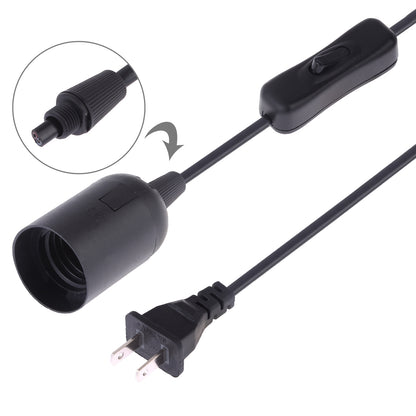ELECTROPRIME E27 Wire Cap Switch Lamp Holder Chandelier Power Socket with 1.5m Extension Cable, US Plug(Black)