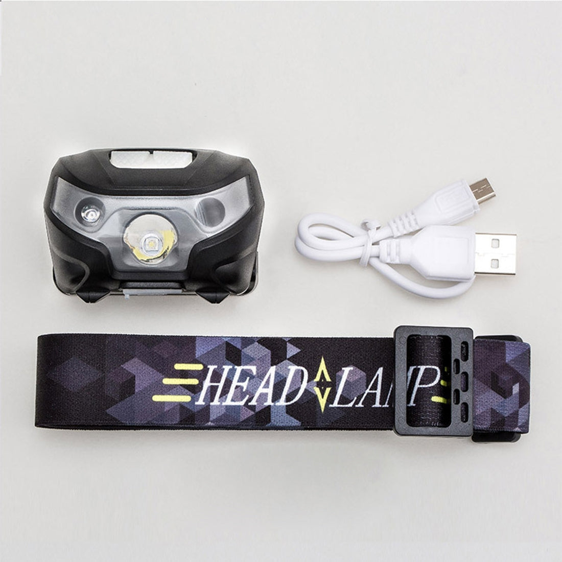 ELECTROPRIME 5W 4-Modes Waterproof White Light LED Head Lamp , 140LM Outdoor Mini USB Charging Body Motion Sensor with USB Cable for Running / Fishing