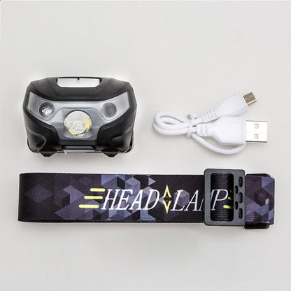 ELECTROPRIME 5W 4-Modes Waterproof White Light LED Head Lamp , 140LM Outdoor Mini USB Charging Body Motion Sensor with USB Cable for Running / Fishing