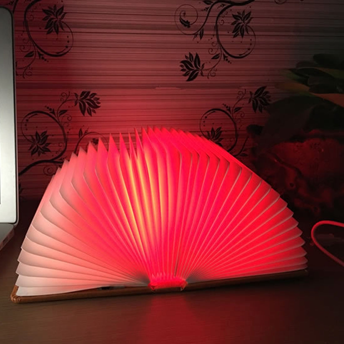 ELECTROPRIME Foldable Pages RGB + Warm White Light Book Shape LED Light, Creative Portable USB Charging Small Size Night Light(Blue)