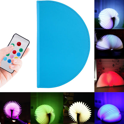 ELECTROPRIME Foldable Pages Colorful Dimming Book Shape LED Light , Creative Portable USB Charging Semicircle Night Light with Remote Control(Blue)