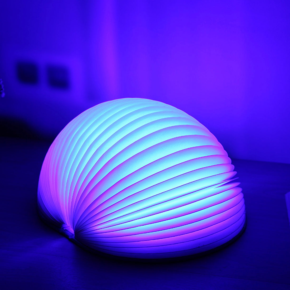 ELECTROPRIME Foldable Pages Colorful Dimming Book Shape LED Light , Creative Portable USB Charging Semicircle Night Light with Remote Control(Blue)