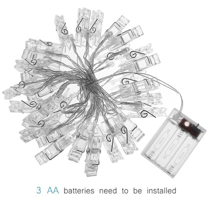 ELECTROPRIME 3m Photo Clip LED Fairy String Light, 30 LEDs 3 x AA Batteries Box Chains Lamp Decorative Light for Home Hanging Pictures, DIY Party, Wedding, Christmas Decoration
