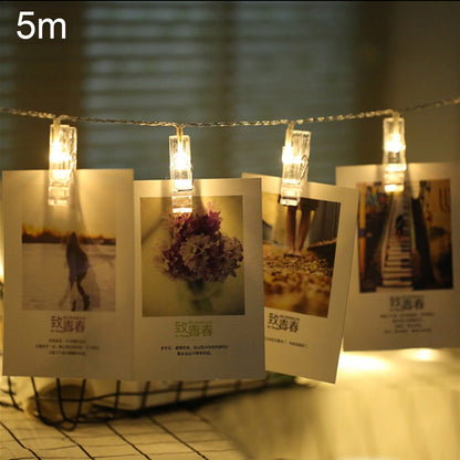ELECTROPRIME 5m Photo Clip LED Fairy String Light, 50 LEDs 3 x AA Batteries Box Chains Lamp Decorative Light for Home Hanging Pictures, DIY Party, Wedding, Christmas Decoration