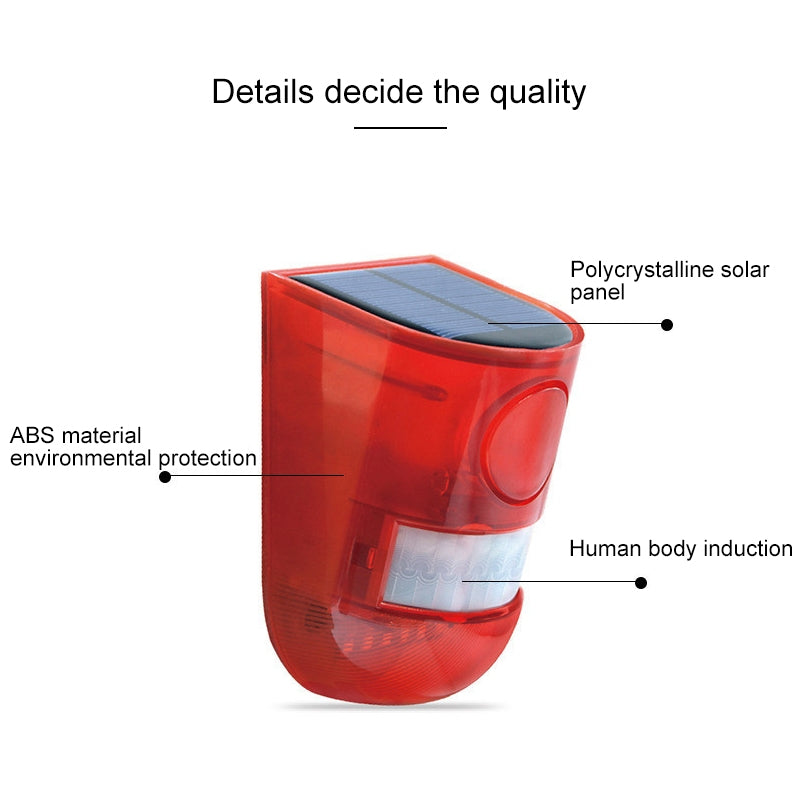 ELECTROPRIME Solar Powered Sound-light Alarm Warning Light IP65 Waterproof 110 dB Burglar Alarm