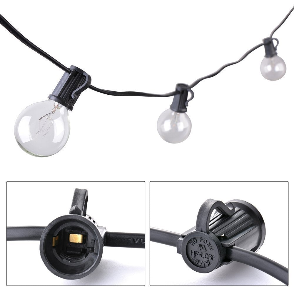 ELECTROPRIME G40-EU-25 G40 7.6m 175W E12 IP44 Waterproof Retro Filament Bulb String Light, 25 Bulbs LED Decorative Lamp for Garden, Engineering, Bar, Party, Wedding, AC 220V, EU Plug(Warm White)