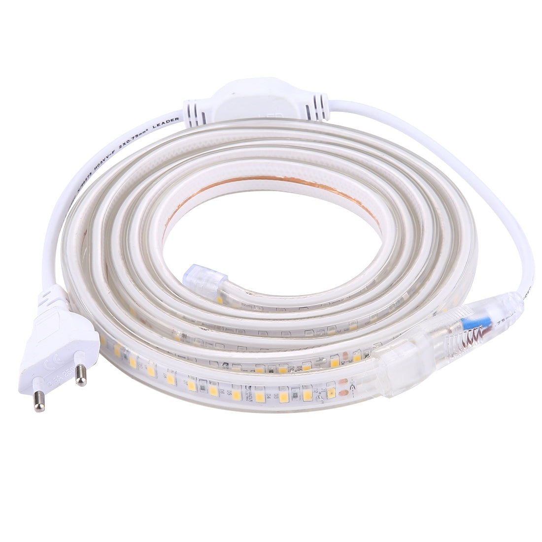 ELECTROPRIME Casing Waterproof LED Light Strip, Length: 2m, Waterproof IP65 SMD 5730 LED Light with Power Plug, 120 LED/m, AC 220V(White Light)