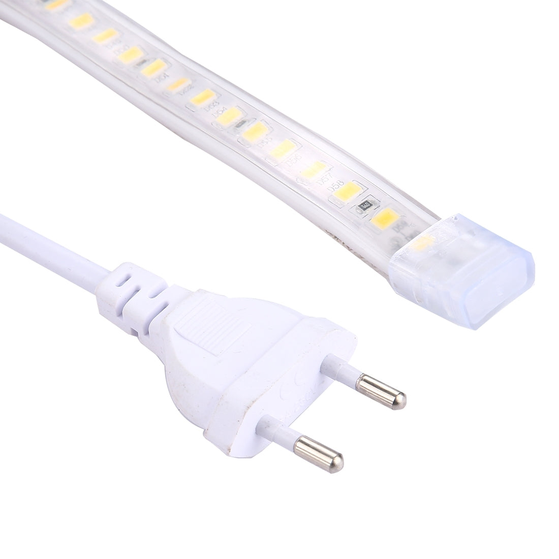 ELECTROPRIME Casing Waterproof LED Light Strip, Length: 2m, Waterproof IP65 SMD 5730 LED Light with Power Plug, 120 LED/m, AC 220V(White Light)
