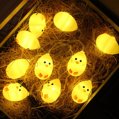 ELECTROPRIME Cute Yellow Chicken Type 1.5m 10 LEDs Battery Decorative Lamp Easter Holiday Household Party Decorative Light(Warm White)