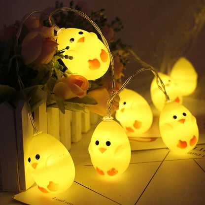 ELECTROPRIME Cute Yellow Chicken Type 1.5m 10 LEDs Battery Decorative Lamp Easter Holiday Household Party Decorative Light(Warm White)