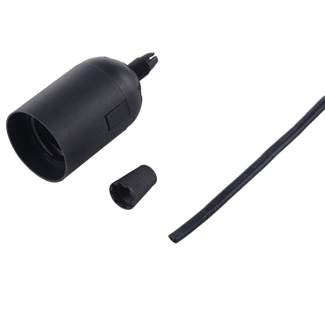 ELECTROPRIME E27 Lamp Socket Base Holder with Electrical Wire Cable, Cable Length: 28cm (Black)