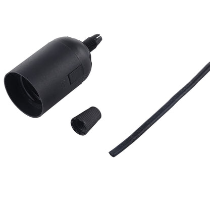 ELECTROPRIME E27 Lamp Socket Base Holder with Electrical Wire Cable, Cable Length: 28cm (Black)