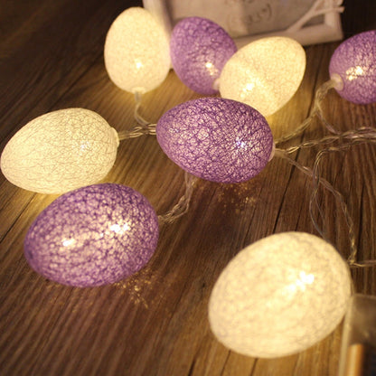 ELECTROPRIME 3.5m 110V 20 LEDs Cotton Thread Colour Egg Lamp String Easter Holiday Party Household Decorative Light (Purple)
