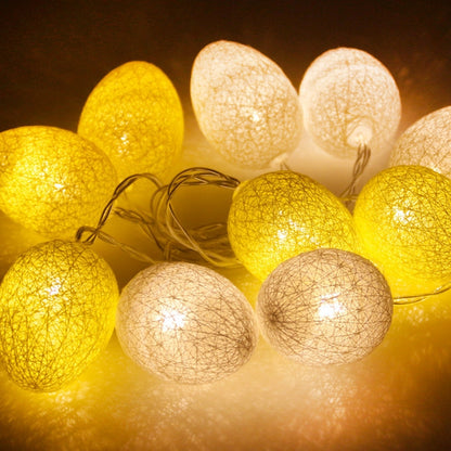 ELECTROPRIME 3.5m 110V 20 LEDs Cotton Thread Colour Egg Lamp String Easter Holiday Party Household Decorative Light (Yellow)