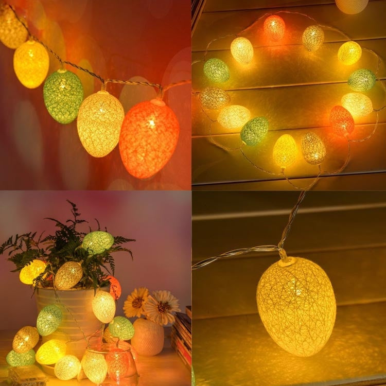 ELECTROPRIME Battery Powered 1.8m 10 LEDs Cotton Thread Colour Egg Lamp String Easter Holiday Party Household Decorative Light(Purple)