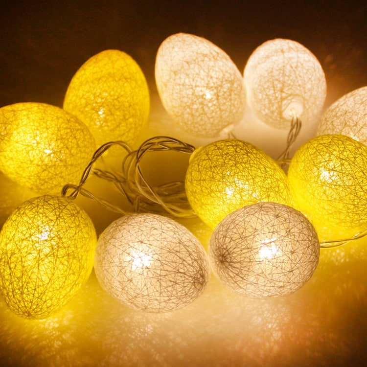 ELECTROPRIME Battery Powered 3.2m 20 LEDs Cotton Thread Colour Egg Lamp String Easter Holiday Party Household Decorative Light(Yellow)