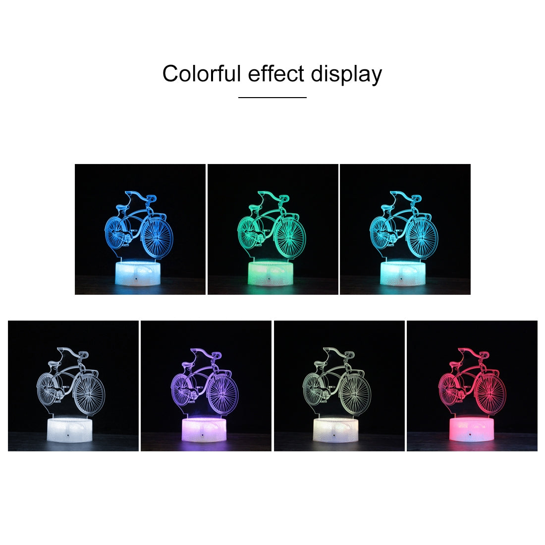 ELECTROPRIME DC01 Crack Base Bicycle Creative 3D Colorful LED Decorative Night Light, Remote Control Version