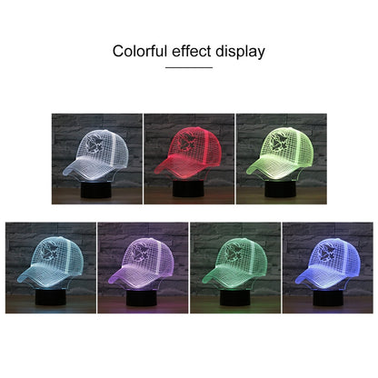 ELECTROPRIME Baseball Cap Shape 3D Colorful LED Vision Light Table Lamp, USB & Battery Version