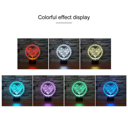 ELECTROPRIME Gear Heart Shape 3D Colorful LED Vision Light Table Lamp, 16 Colors Remote Control Version