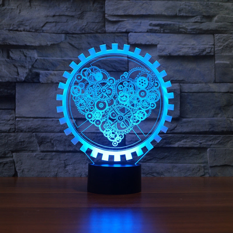 ELECTROPRIME Gear Heart Shape 3D Colorful LED Vision Light Table Lamp, Touch Version