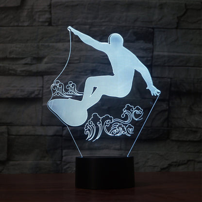 ELECTROPRIME Surf Riding Shape 3D Colorful LED Vision Light Table Lamp, Charging Touch Version