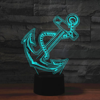 ELECTROPRIME Anchor Shape 3D Colorful LED Vision Light Table Lamp, Charging Touch Version