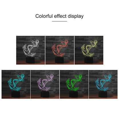ELECTROPRIME Anchor Shape 3D Colorful LED Vision Light Table Lamp, Charging Touch Version