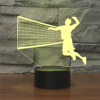 ELECTROPRIME Playing Volleyball Shape 3D Colorful LED Vision Light Table Lamp, Charging Touch Version