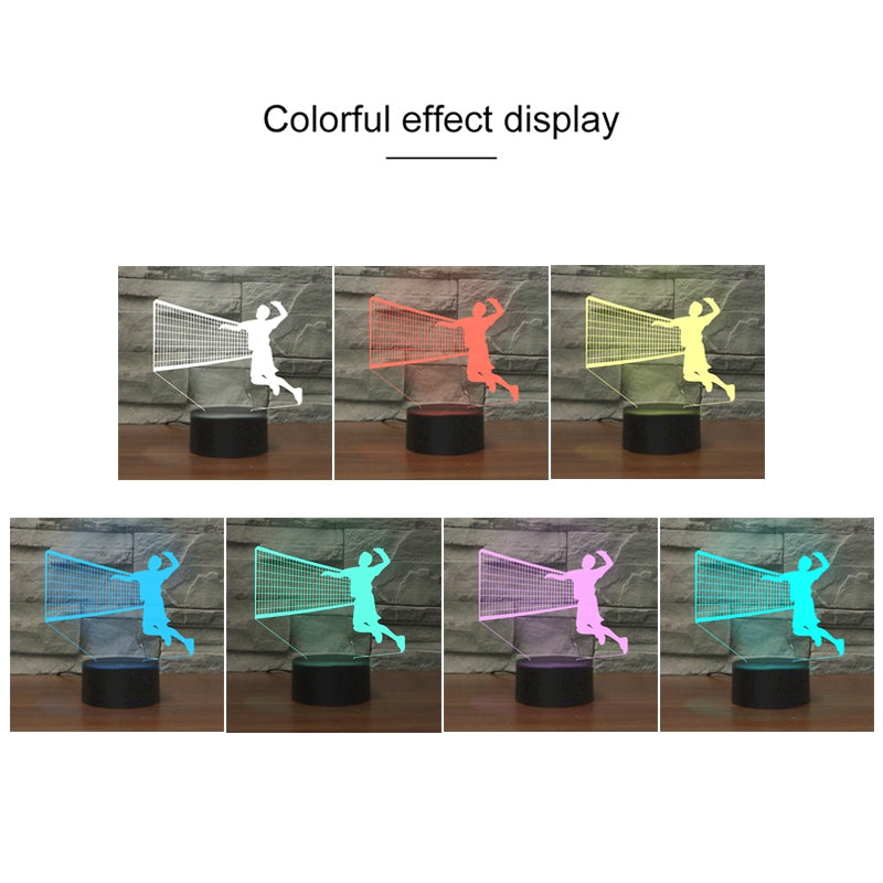 ELECTROPRIME Playing Volleyball Shape 3D Colorful LED Vision Light Table Lamp, Charging Touch Version