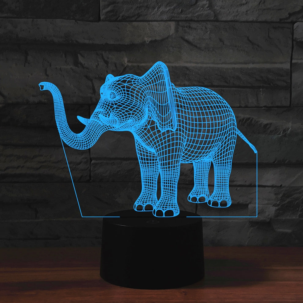 ELECTROPRIME Elephant Shape 3D Colorful LED Vision Light Table Lamp, Charging Touch Version