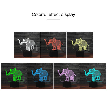 ELECTROPRIME Elephant Shape 3D Colorful LED Vision Light Table Lamp, Charging Touch Version