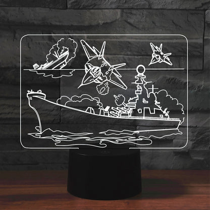 ELECTROPRIME Airplane Group Shape 3D Colorful LED Vision Light Table Lamp, USB Touch Version