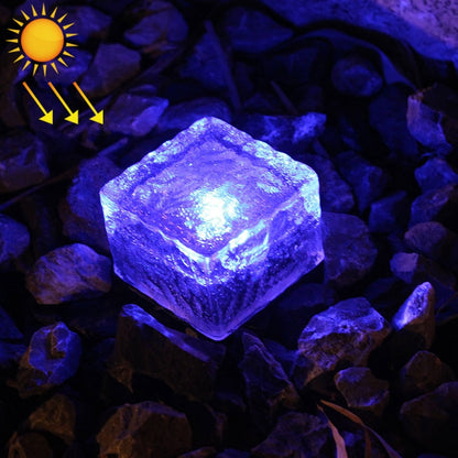 ELECTROPRIME IP68 Waterproof Solar Powered Tempered Glass Outdoor LED Buried Light Garden Decoration Lamp with 0.2W Solar Panel(Blue Light)
