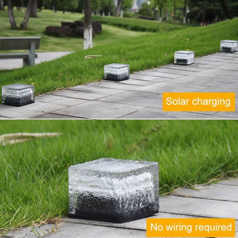 ELECTROPRIME IP68 Waterproof Solar Powered Tempered Glass Outdoor LED Buried Light Garden Decoration Lamp with 0.2W Solar Panel(Blue Light)