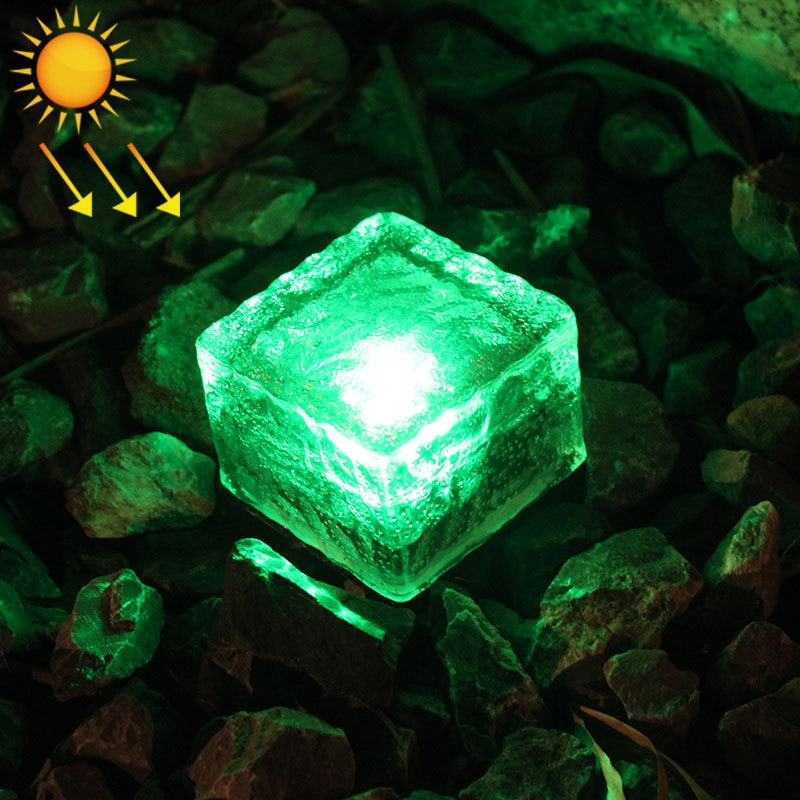 ELECTROPRIME IP68 Waterproof Solar Powered Tempered Glass Outdoor LED Buried Light Garden Decoration Lamp with 0.2W Solar Panel(Green Light)