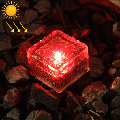ELECTROPRIME IP68 Waterproof Solar Powered Tempered Glass Outdoor LED Buried Light Garden Decoration Lamp with 0.2W Solar Panel(Red Light)