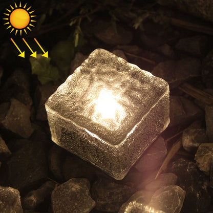 ELECTROPRIME IP68 Waterproof Solar Powered Tempered Glass Outdoor LED Buried Light Garden Decoration Lamp with 0.2W Solar Panel(Warm White)
