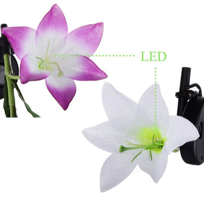 ELECTROPRIME 2 PCS Lily Flower Shape 4 Heads Solar Powered Outdoor IP55 Waterproof LED Decorative Lantern Lawn Lamp