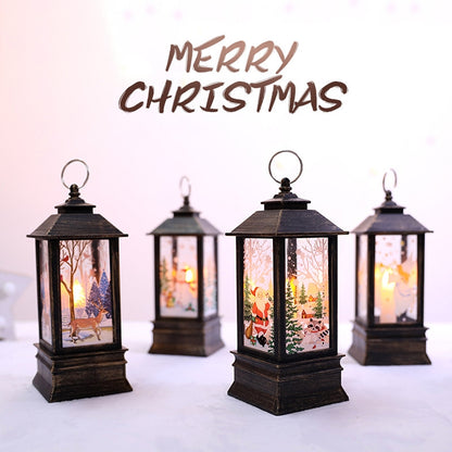 ELECTROPRIME Red Santa Claus Pattern Christmas Simulation Flame LED Lamp Desktop Decoration