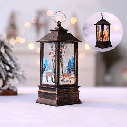 ELECTROPRIME Gold Elk Pattern Christmas Simulation Flame LED Lamp Desktop Decoration