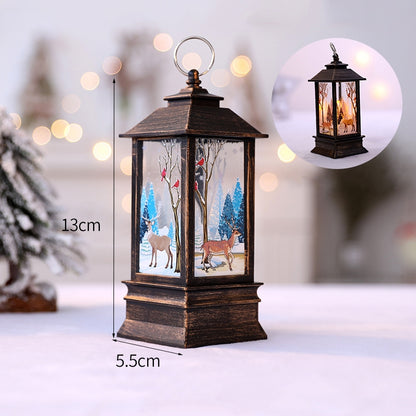 ELECTROPRIME Gold Elk Pattern Christmas Simulation Flame LED Lamp Desktop Decoration