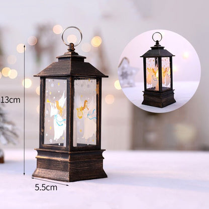 ELECTROPRIME Gold Angel Pattern Christmas Simulation Flame LED Lamp Desktop Decoration