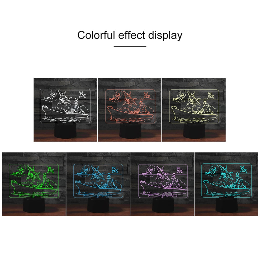 ELECTROPRIME Airplane Group Shape 3D Colorful LED Vision Light Table Lamp, Charging Touch Version