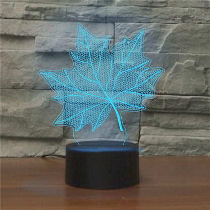 ELECTROPRIME Maple Leaf Shape 3D Colorful LED Vision Light Table Lamp, USB Touch Version