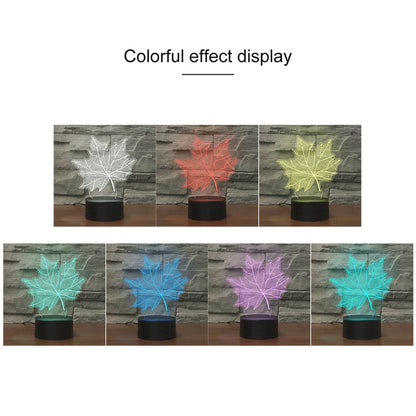 ELECTROPRIME Maple Leaf Shape 3D Colorful LED Vision Light Table Lamp, USB Touch Version