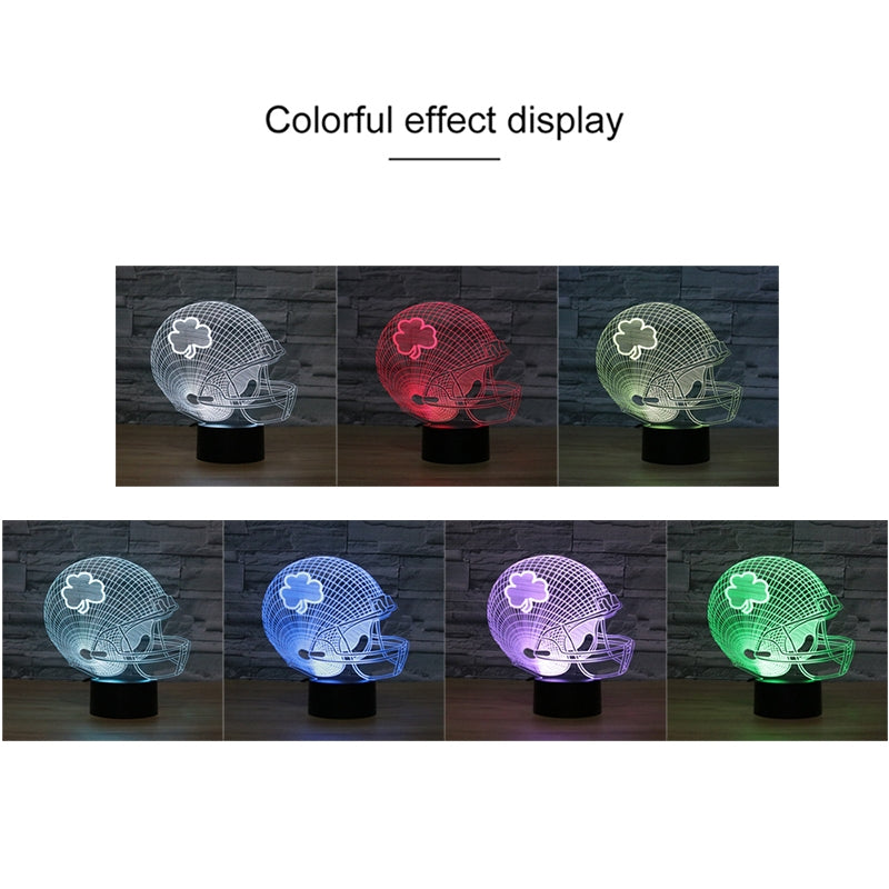 ELECTROPRIME Rugby Hat Flower Shape 3D Colorful LED Vision Light Table Lamp, Charging Touch Version