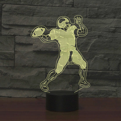 ELECTROPRIME Rugby Quarterback Shape 3D Colorful LED Vision Light Table Lamp, 16 Colors Remote Control Version
