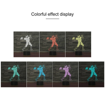 ELECTROPRIME Rugby Quarterback Shape 3D Colorful LED Vision Light Table Lamp, 16 Colors Remote Control Version