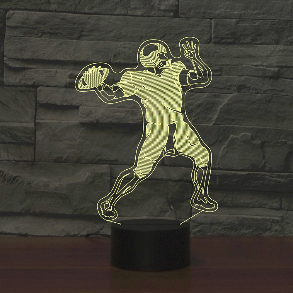 ELECTROPRIME Rugby Quarterback Shape 3D Colorful LED Vision Light Table Lamp, USB & Battery Version